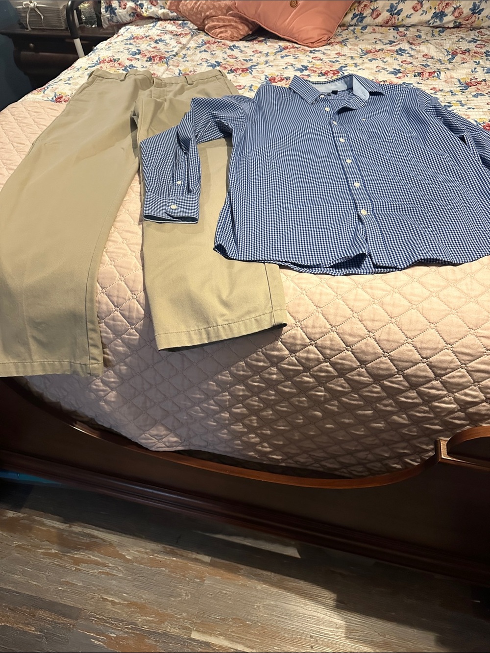 Izod Blue Gingham Button-Down Shirt long sleeve & pants set